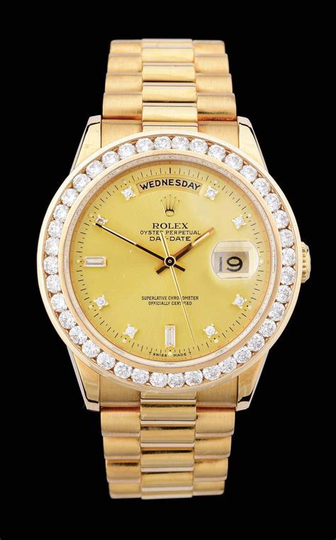 rolex president champagne gold tapistry dial|rolex diamond 18238.